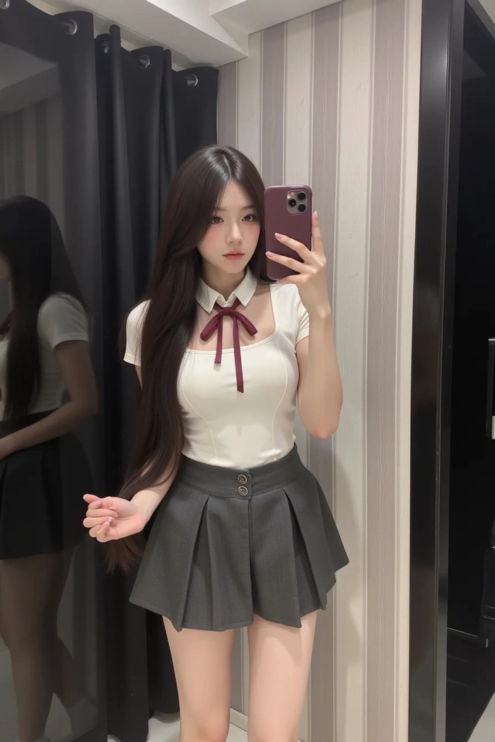 Gái xinh mặc váy ngắn tạo dáng sexy