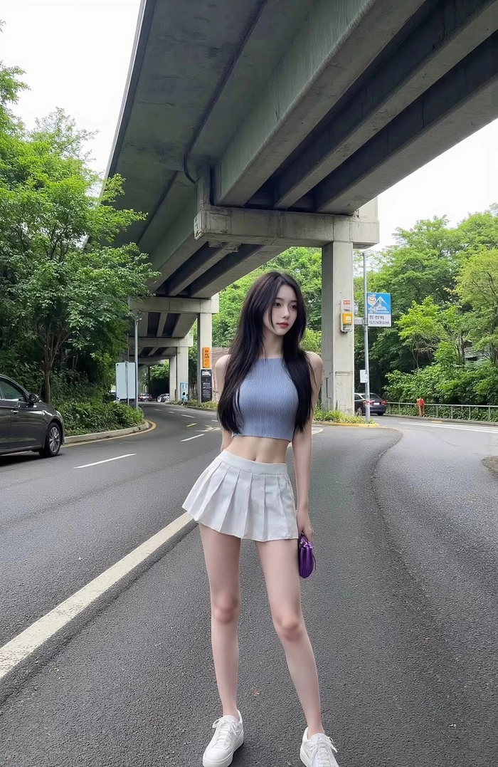 Gái xinh mặc váy ngắn giữa góc cổ kính