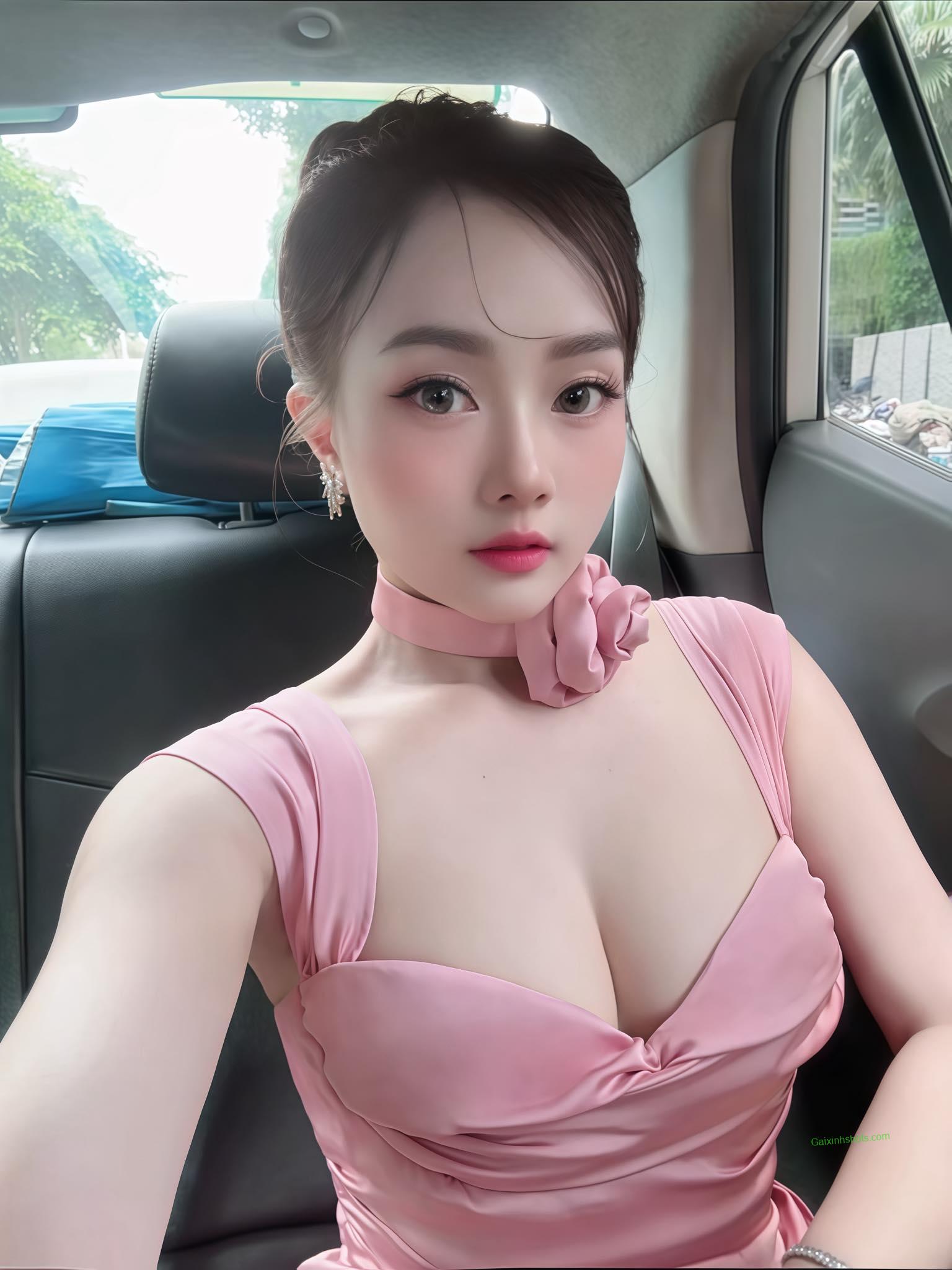 Ảnh gái múp với vẻ đẹp quyến rũ chụp hình trên ô tô cực múp